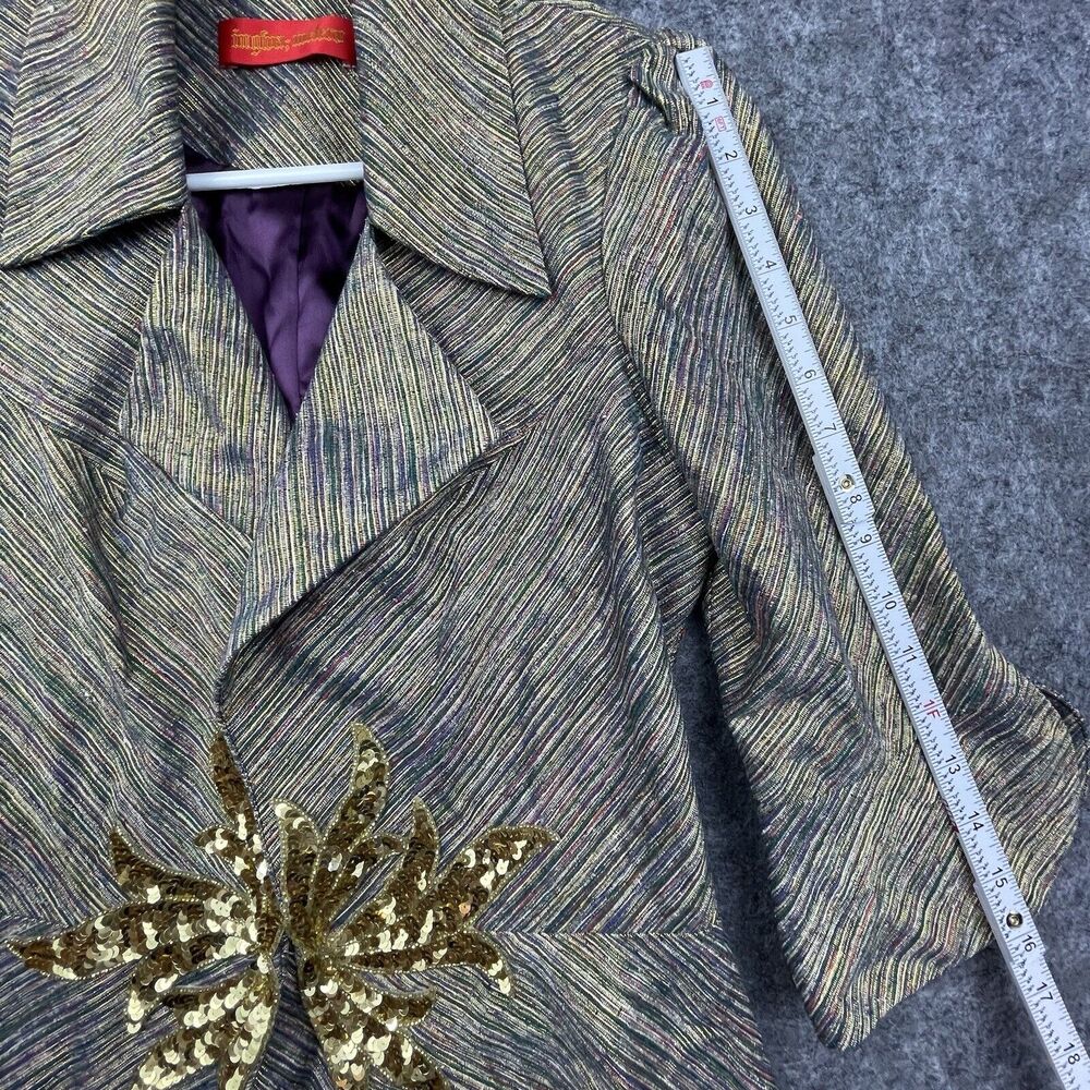Ingwa Melero Jacket Womens 8 Irredescent Gold Sequins Silk Lurex Blazer Peplum - Picture 5 of 8